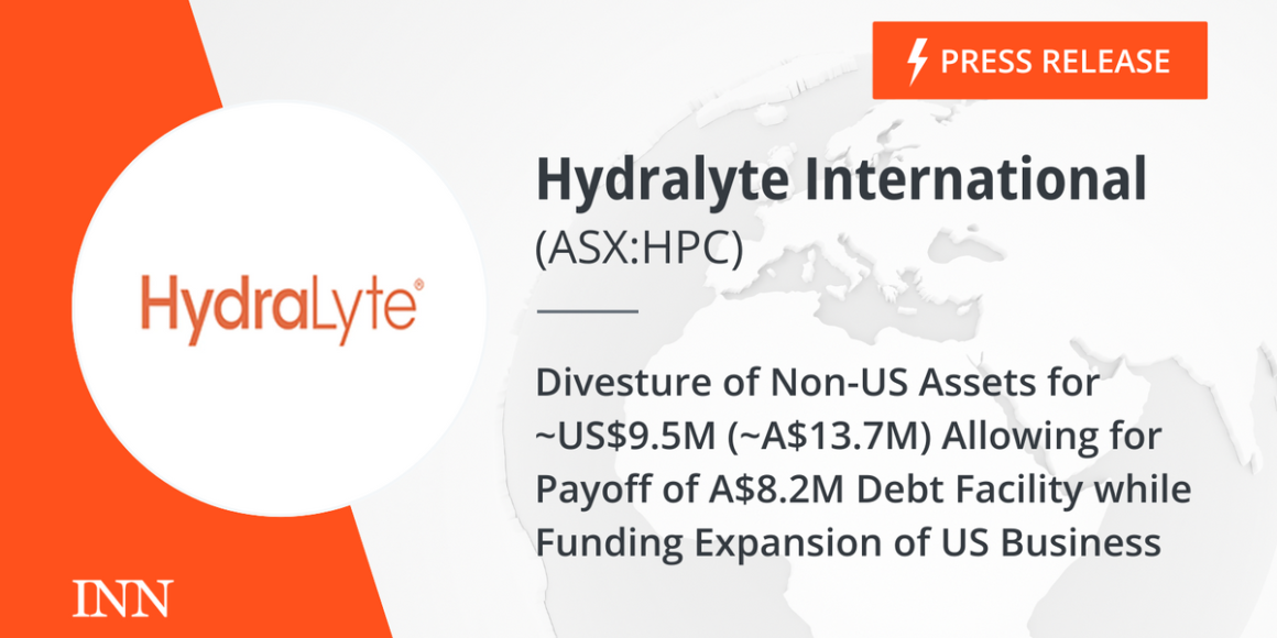 Divesture of Non-US Assets for ~US$9.5M (~A$13.7M) Allowing for Payoff of A$8.2M Debt Facility while Funding Expansion of US Business