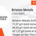 Brixton Metals Drills 8.00m of 11.37 g/t Gold including 2.00m of 44.43 g/t Gold all within 82.00m of 1.27 g/t Gold at its Trapper Target on the Thorn Project